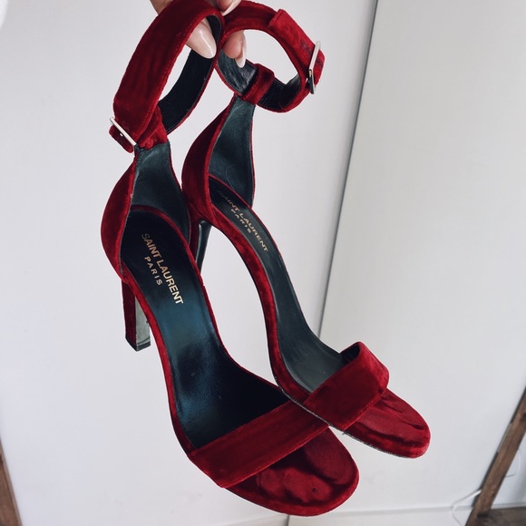 Red Velvet Saint Laurent Heels - Picture 6 of 8